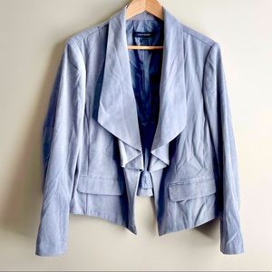 Gray Waterfall Lapel Suede-Like Soft Jacket